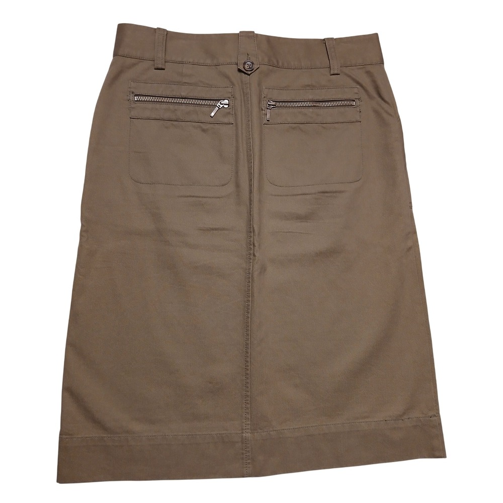 Banana Republic Women 8 Olive Brown Cotton Twill Utility Pencil Skirt Zip Pocket